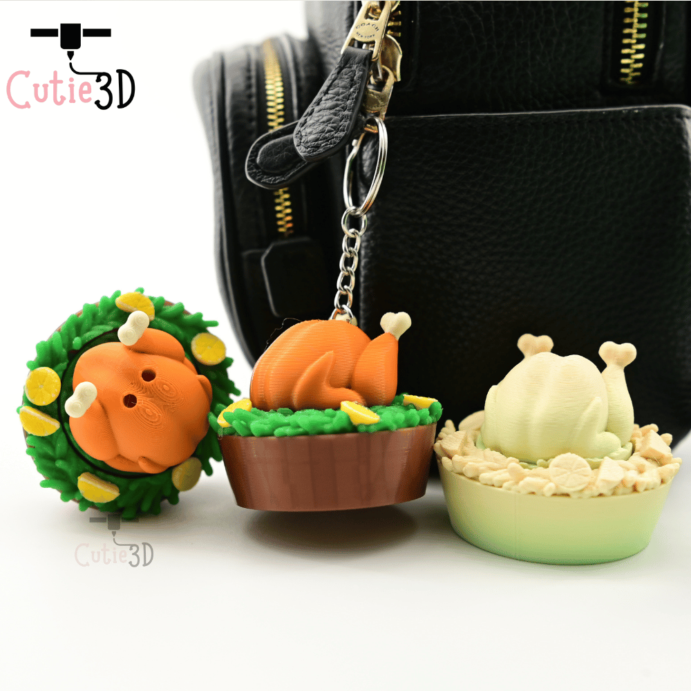 置物 Thanka 3D Printable Cutie3D Thanksgiving Roast Turkey Keycap Fidget